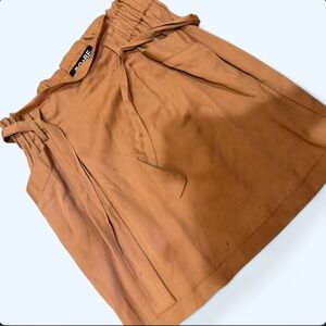 DO+BE Rust-Toned Paperbag Waist Mini Skirt